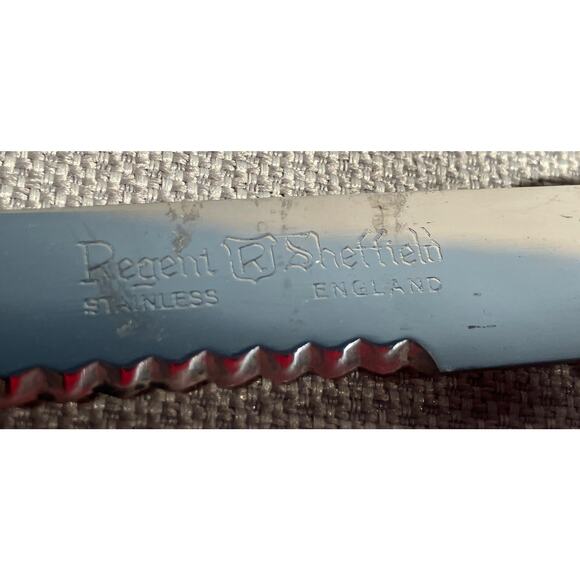 Regent Sheffield Stainless Cutlery Set of 6 Steak Knives England Vintage MCM - Picture 4 of 5